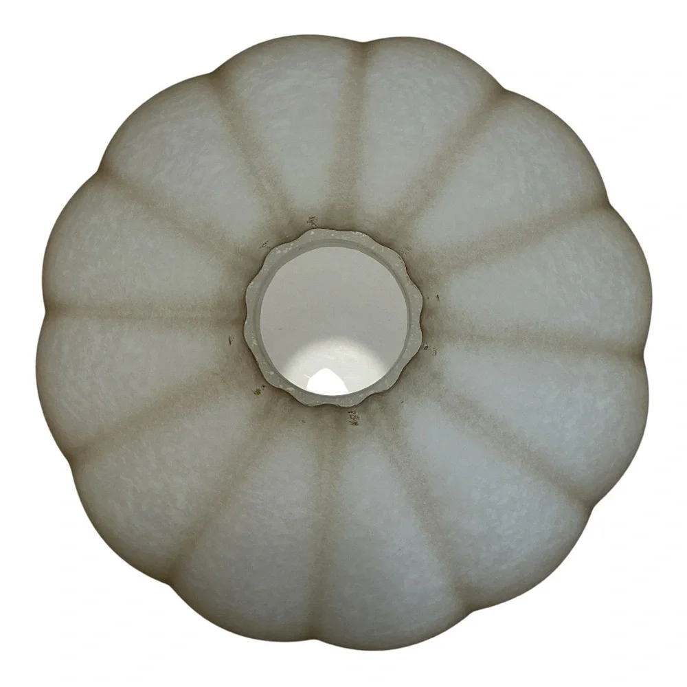 Torchiere Floor Lamp Glass Shade REPLACEMENT Amber Alabaster Fluted Clam Shape